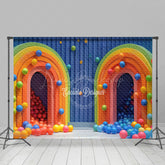 Lofaris Colored Balls Blue Arch Wall Cake Smash Backdrop